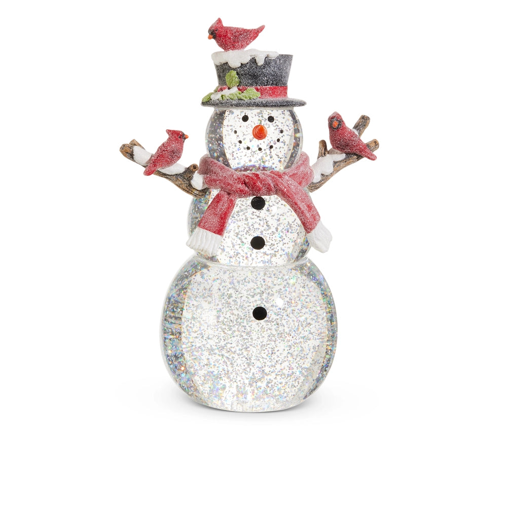 Raz Imports - 12" Lighted Snowman with Silver Swirling Glitter