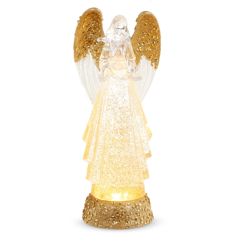 Raz Imports - 13" Lighted Angel with Gold Swirling Glitter