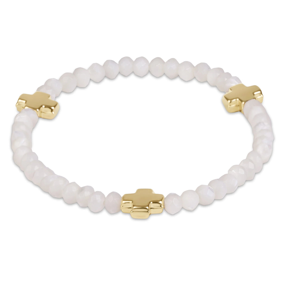 Enewton Jewlery - Signature Cross Gold 4mm Gemstone Bracelet - Mother of Pearl