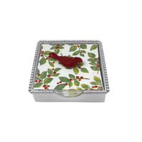 Mariposa Red Cardinal Beaded Napkin Box Set