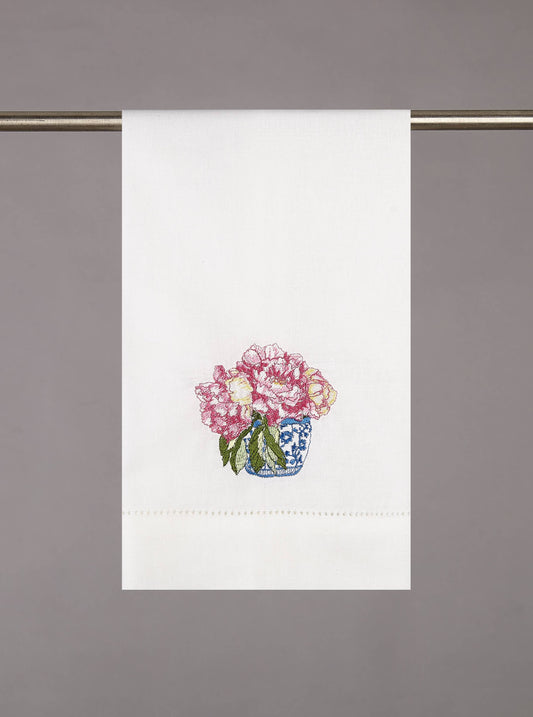Pretty In Pink Flower Guest Towel Sally Eckman Roberts
