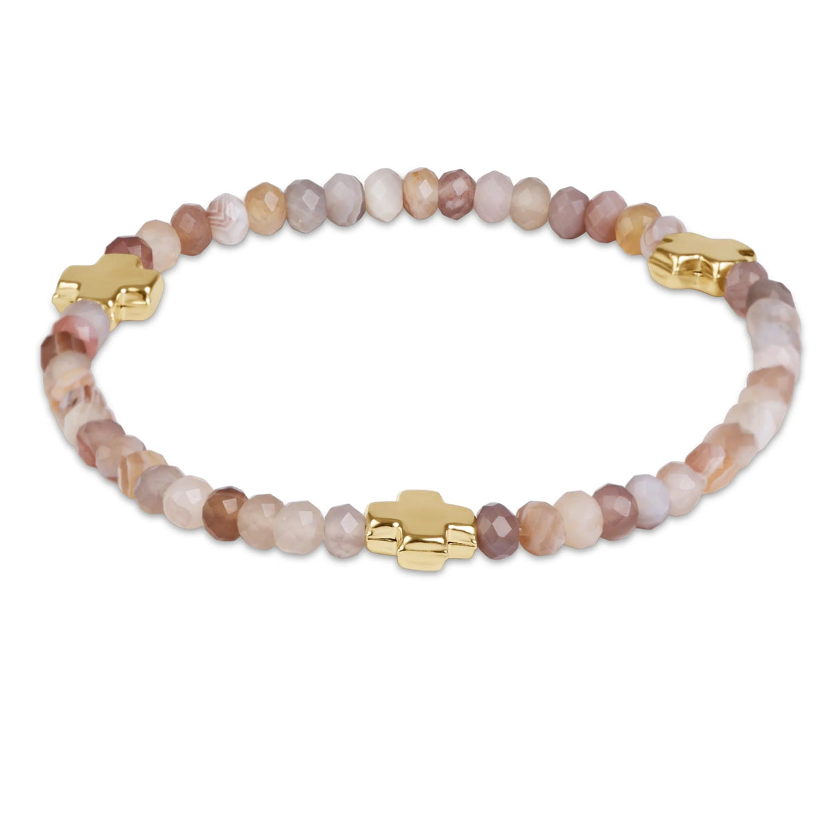 Enewton Jewlery - Signature Cross Gold 4mm Gemstone Bracelet - Botswana Agate