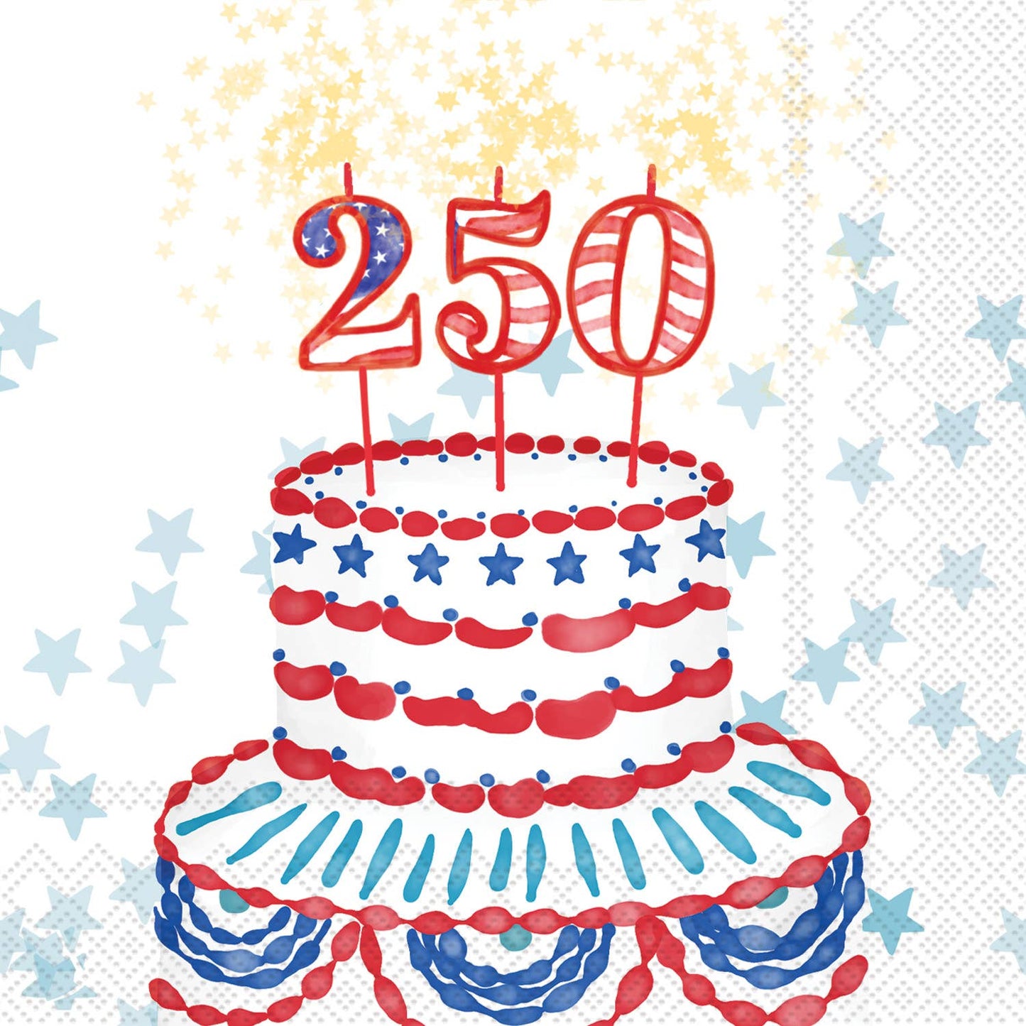 Boston International - Paper Cocktail Napkins USA 250th Cake Semiquincentennial