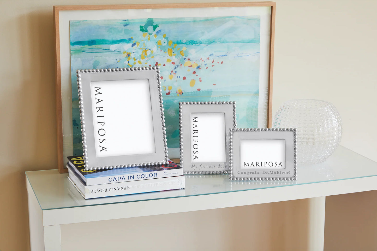 Mariposa beaded 5x7 Engravable picture frame