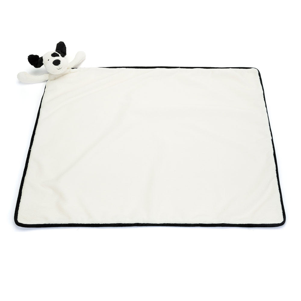 JellyCat Bashful Black and Cream Puppy Blankie