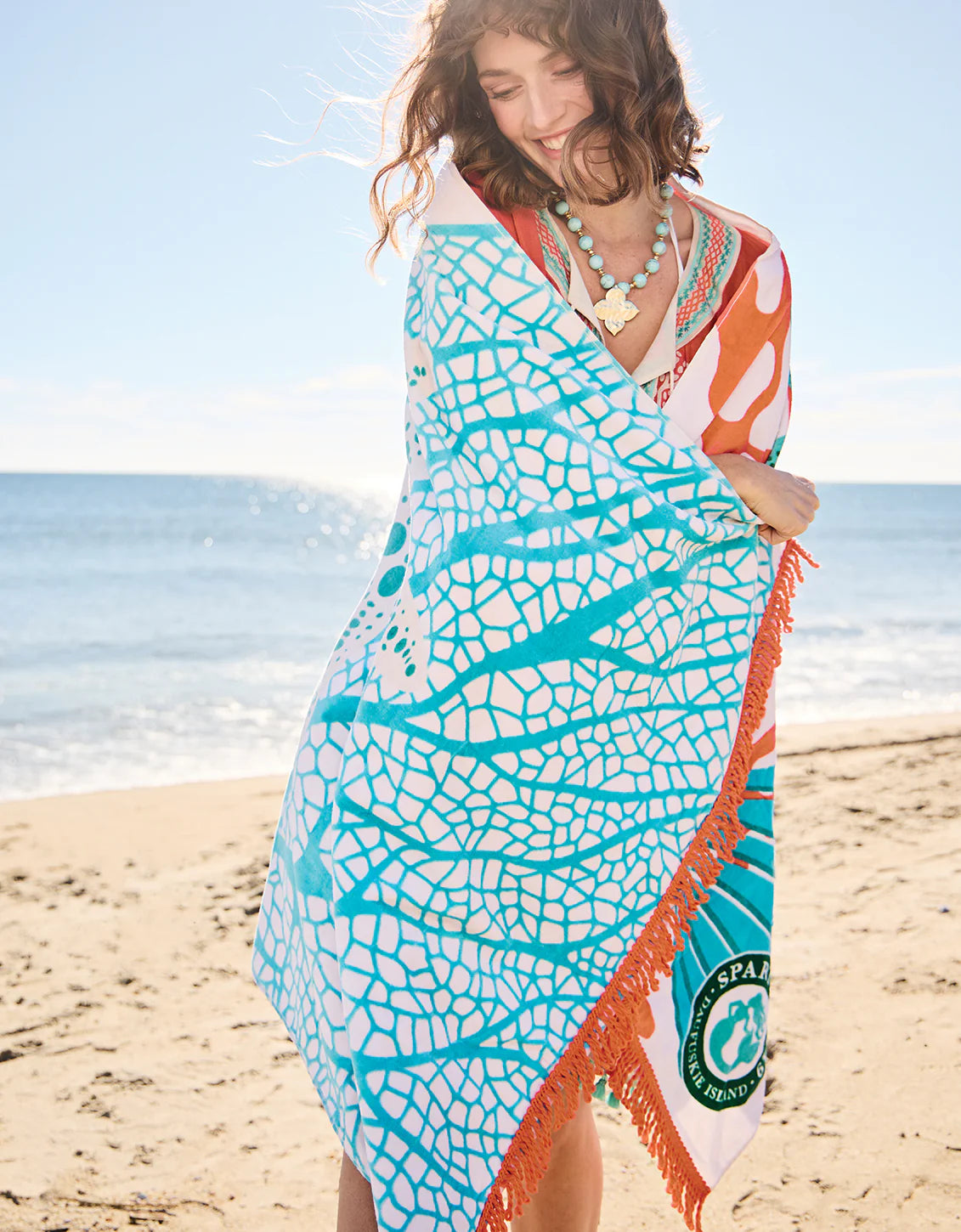 Spartina Beach Towel Ogeechee Sea Life Coral