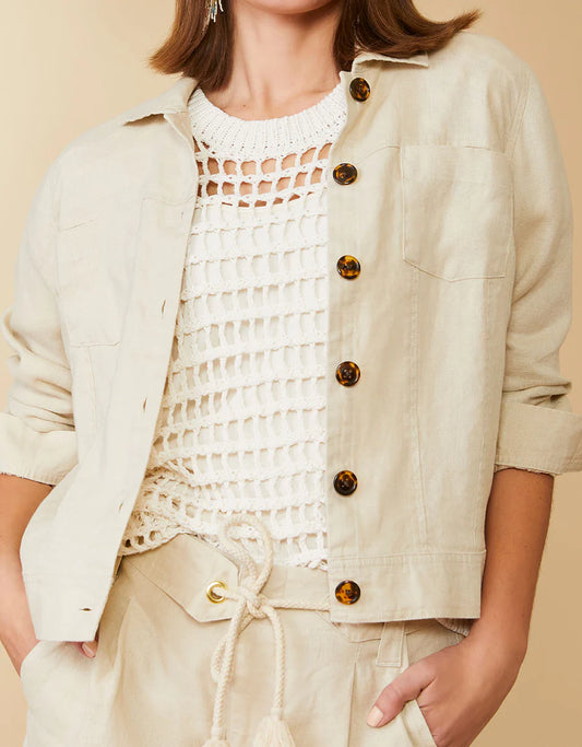 Spartina Avalon Linen Jacket Flax - Size XL