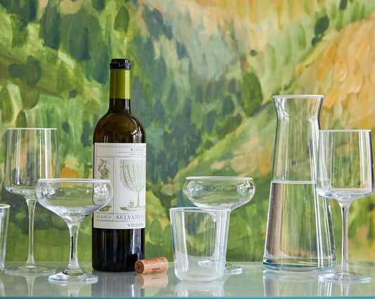 Mariposa Fine Line Clear with White Rim Decanter