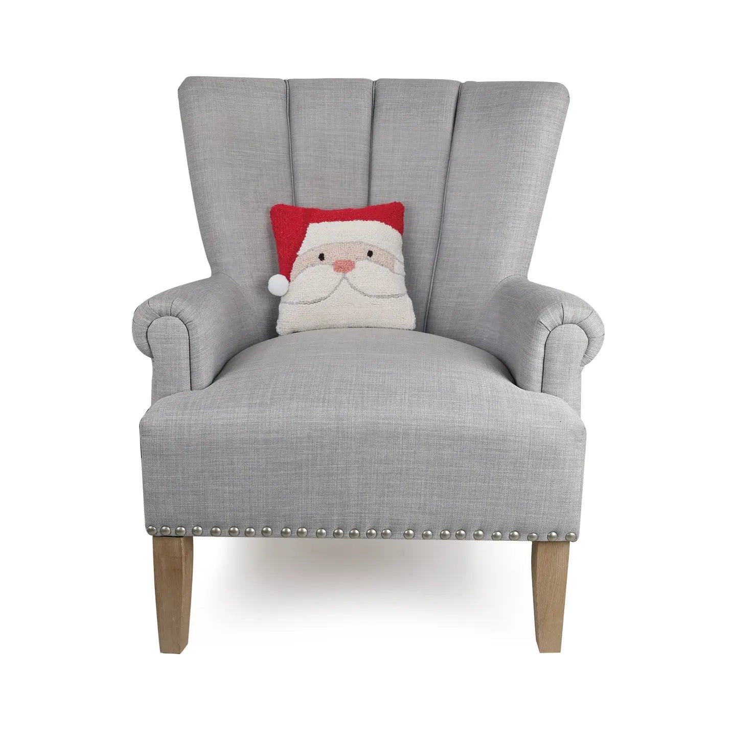 Peking Handicraft Inc. - Holiday Santa with Pom Hooked Pillow