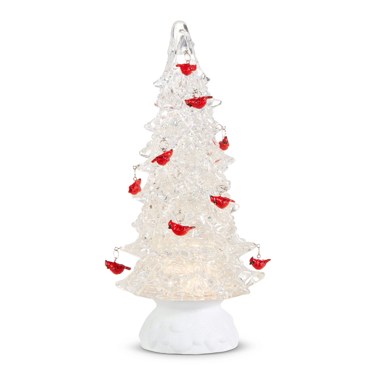 Raz Imports - 12"Lighted Tree with Cardinal ornaments and Swirling Glitter