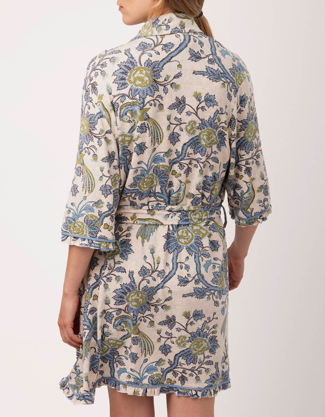 Spartina - Pajama Ruffle Robe - Japonica Bird - Green - Size L