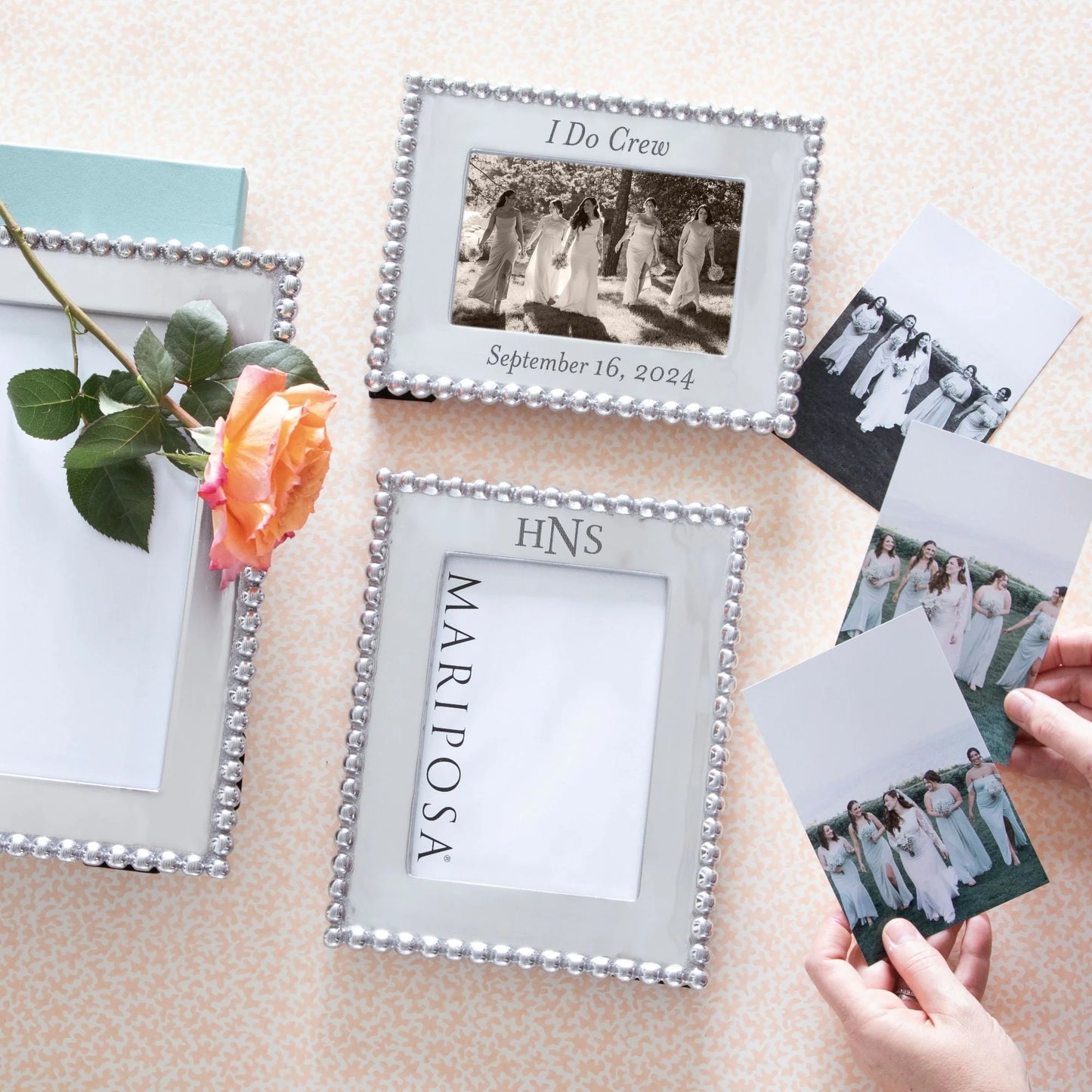 Mariposa Pearled 5x7 Engravable picture frame