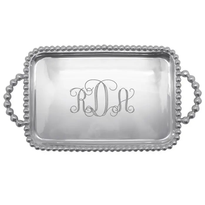 Monogrammed Pearled Medium Service Tray