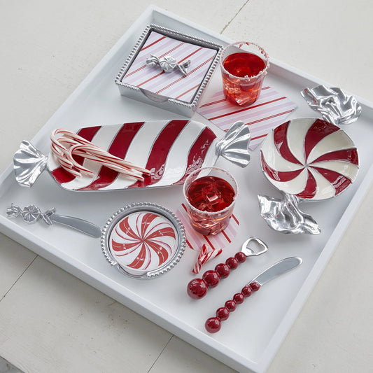 Mariposa Red and White Candy dish