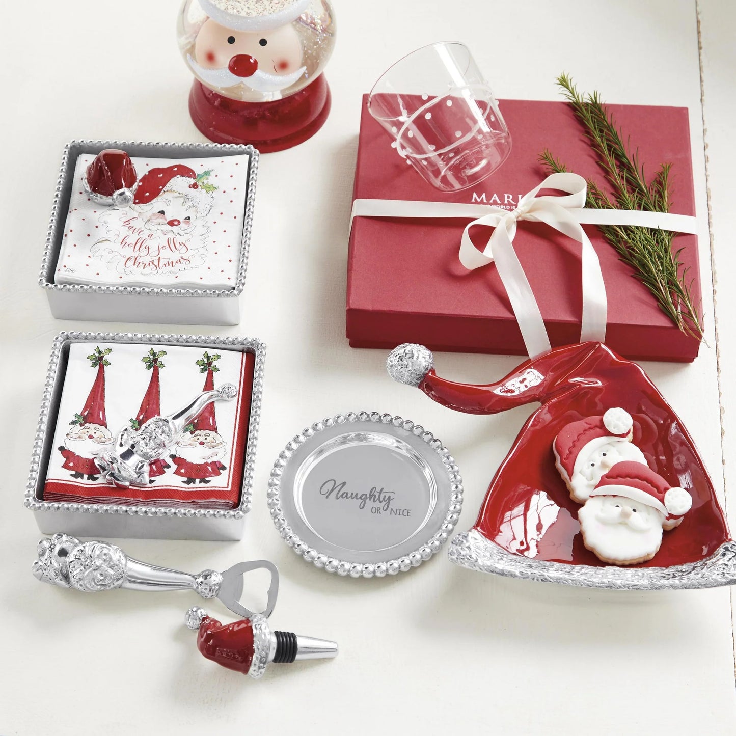 Mariposa Red Enamel Santa Hat Candy Dish