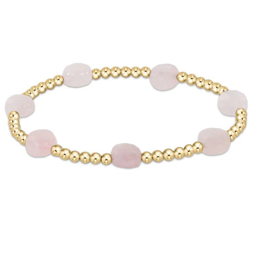 eNewton Bracelet - Extends - Admire Gold 3mm Bead Bracelet - Pink Opal