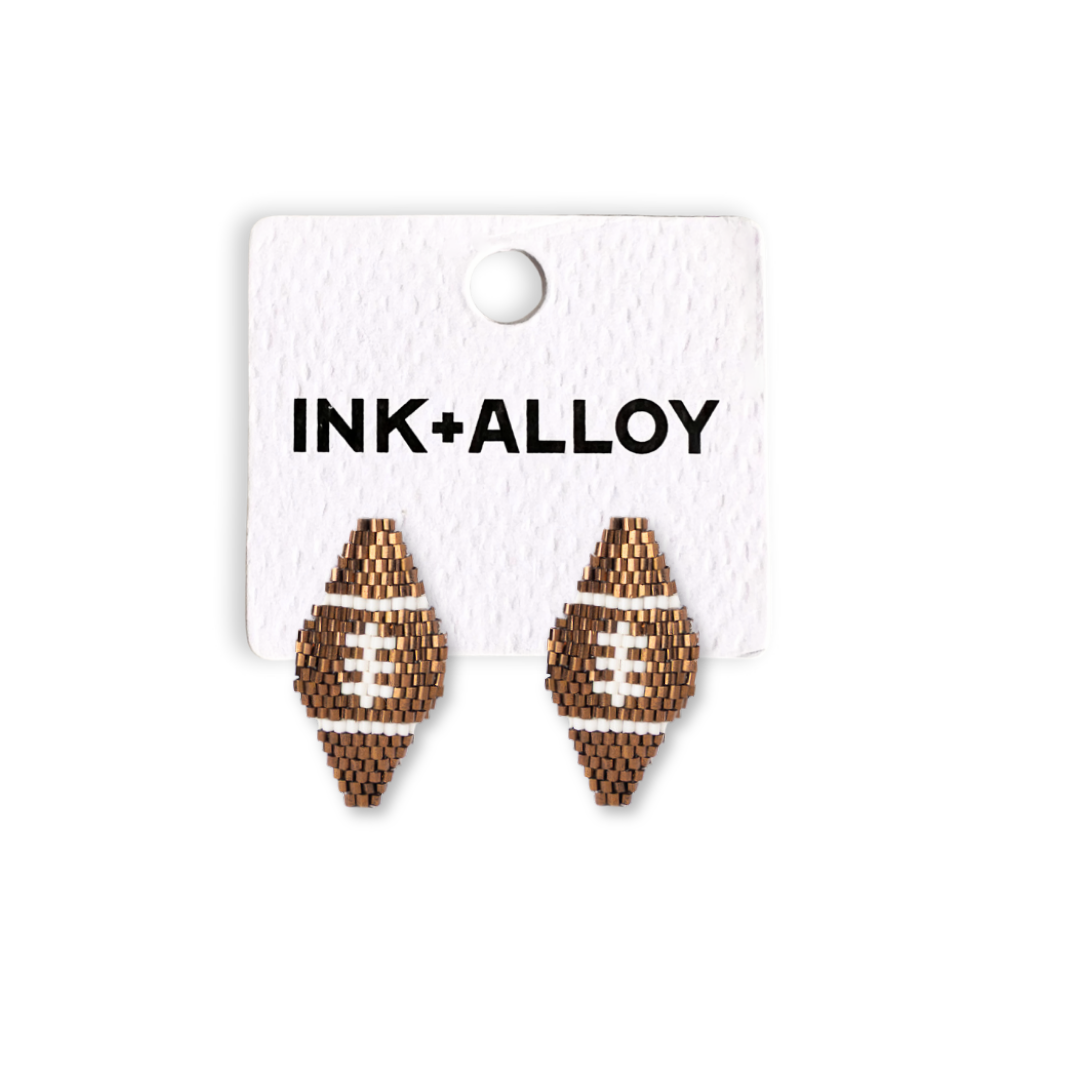 Game Day Luxe Football Earrings Bronze