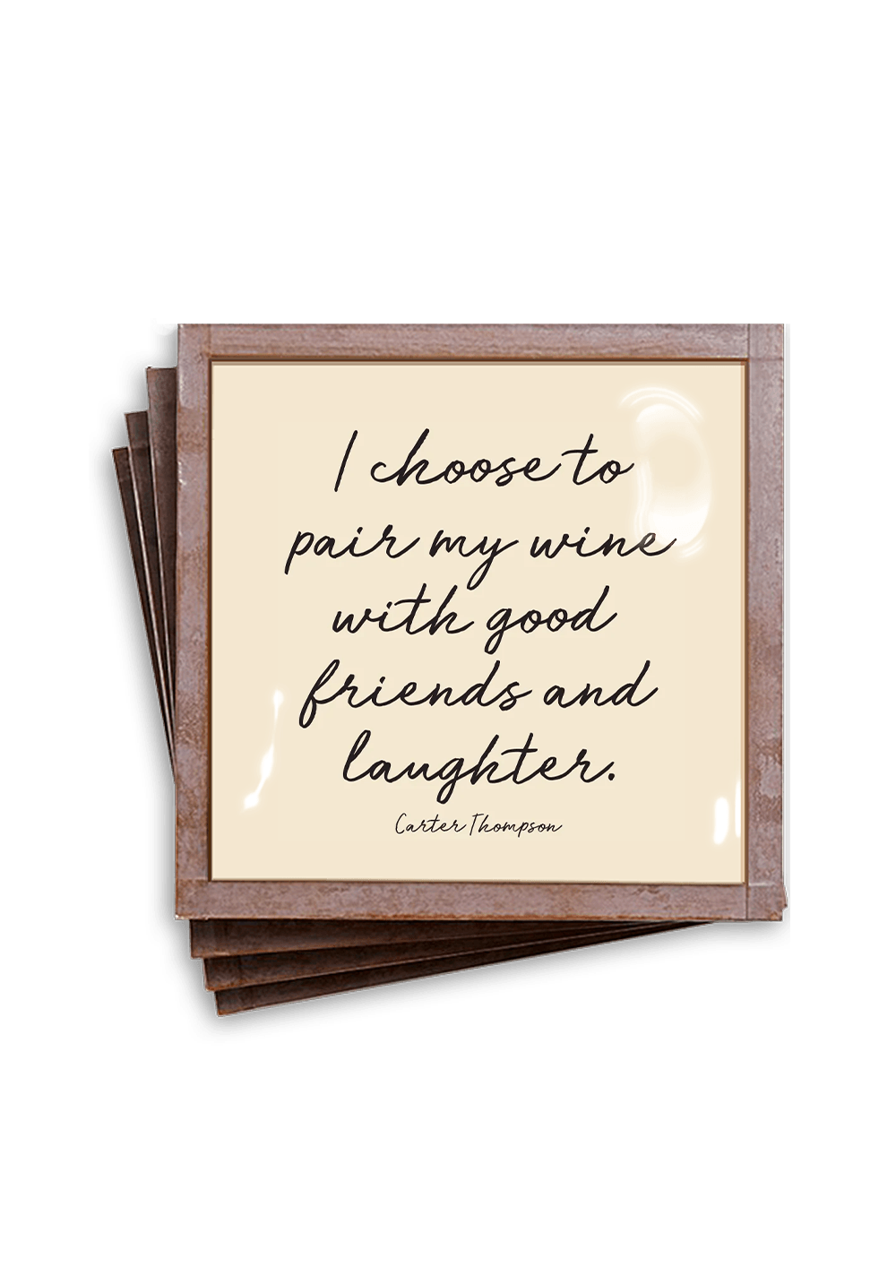 I Choose to Pair My Wine Copper & Glass Coasters, Set of 4