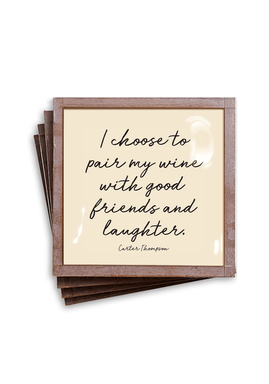 I Choose to Pair My Wine Copper & Glass Coasters, Set of 4