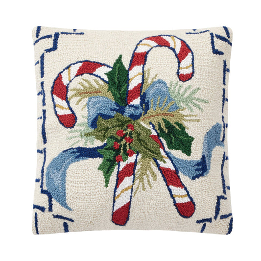 Chinoiserie Candy Cane Hook Pillow