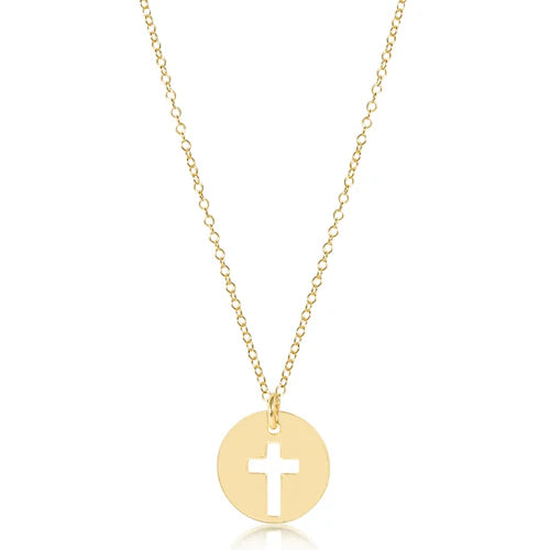 eNewton Necklace -  16" Necklace Gold - Blessed Gold Disc