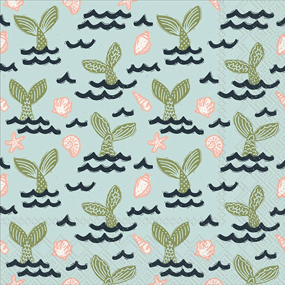 Boston International - Paper Cocktail Napkin Pack of 20 Mermaid Tails-Coastal