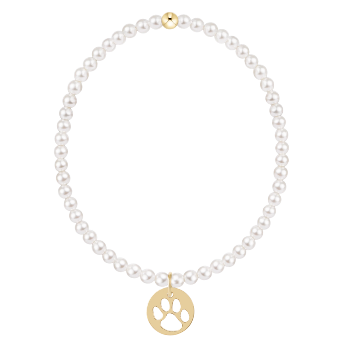 Enewton Jewlery - Egirl Classic Pearl 3mm Bracelet - Paw Print Gold disc