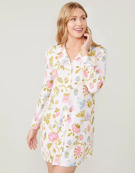 Spartina Pajama Sleep Shirt Jane Jacobean Cream