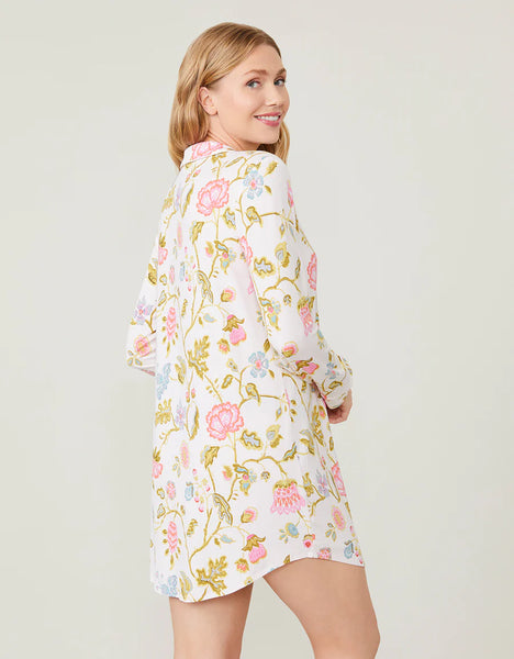 Spartina Pajama Sleep Shirt Jane Jacobean Cream