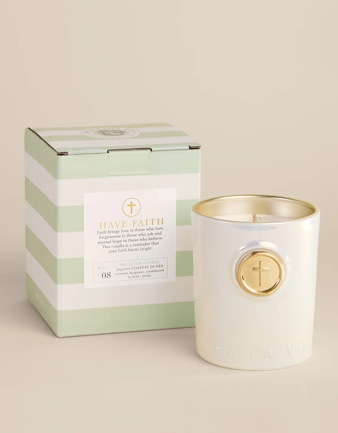 Spartina Sea La Vie Candle - 9.5oz  Have Faith/Cross - Coastal Dunes Fragrance