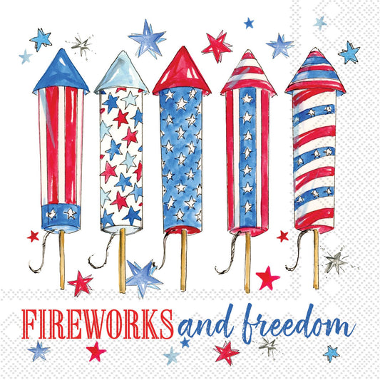 Boston International - Paper Cocktail Napkin 20 Ct Fireworks & Freedom Rosanne Beck