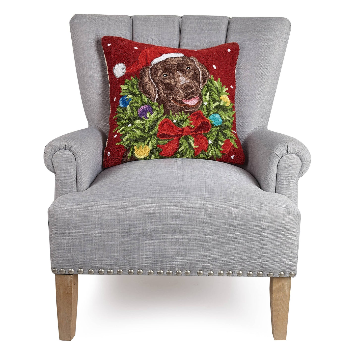 Santa Chocolate Labrador Wreath Hook Pillow