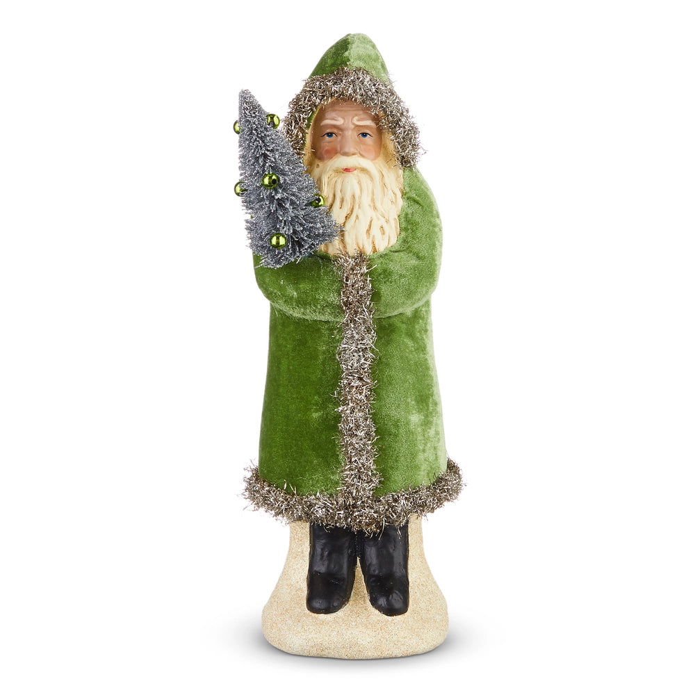 Raz Imports - 12” Green Velvet Santa
