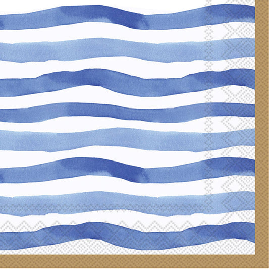 Boston International - Paper Cocktail Napkins 20 ct Rosanne Beck Wavy Stripe blue