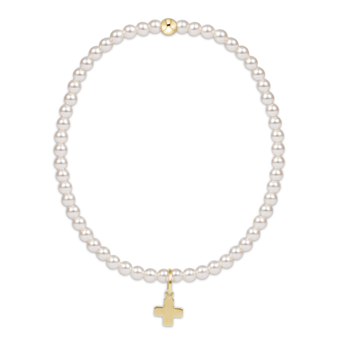 Enewton Jewlery - Egirl Classic Pearl 3mm Bracelet - Signature Cross Gold Charm