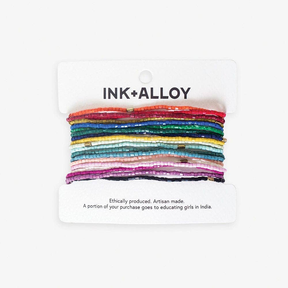 Chelsea 18 Strand Luxe Beaded Stretch Bracelet Set Multicolor