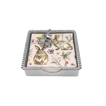 Mariposa Standing Bunny Beaded Napkin Box Set