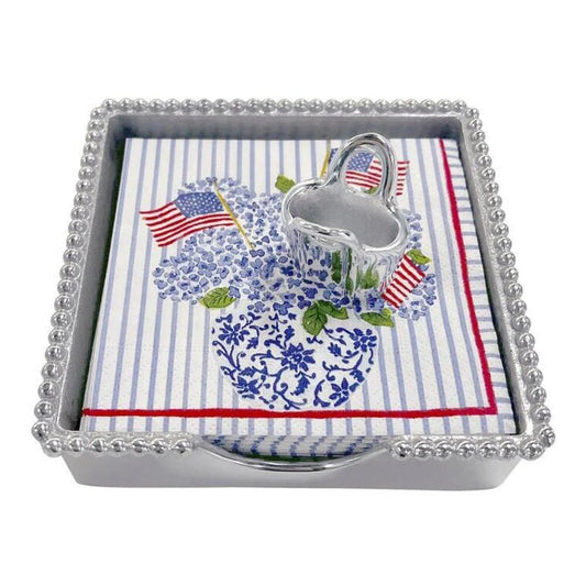Mariposa - Flags and Hydrangea Tote Beaded Napkin Box Set