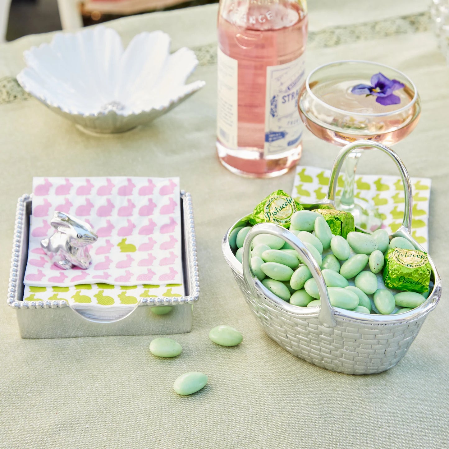 Mariposa Bunny beaded Napkin Box