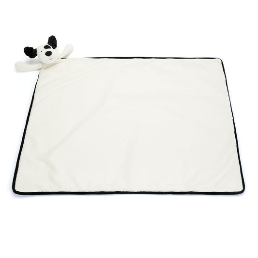 JellyCat Bashful Black and Cream Puppy Blankie