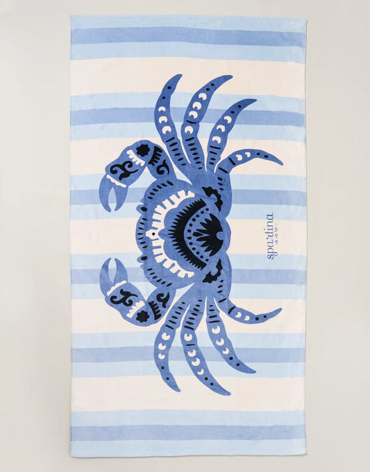 Spartina Beach Towel Blue Crab