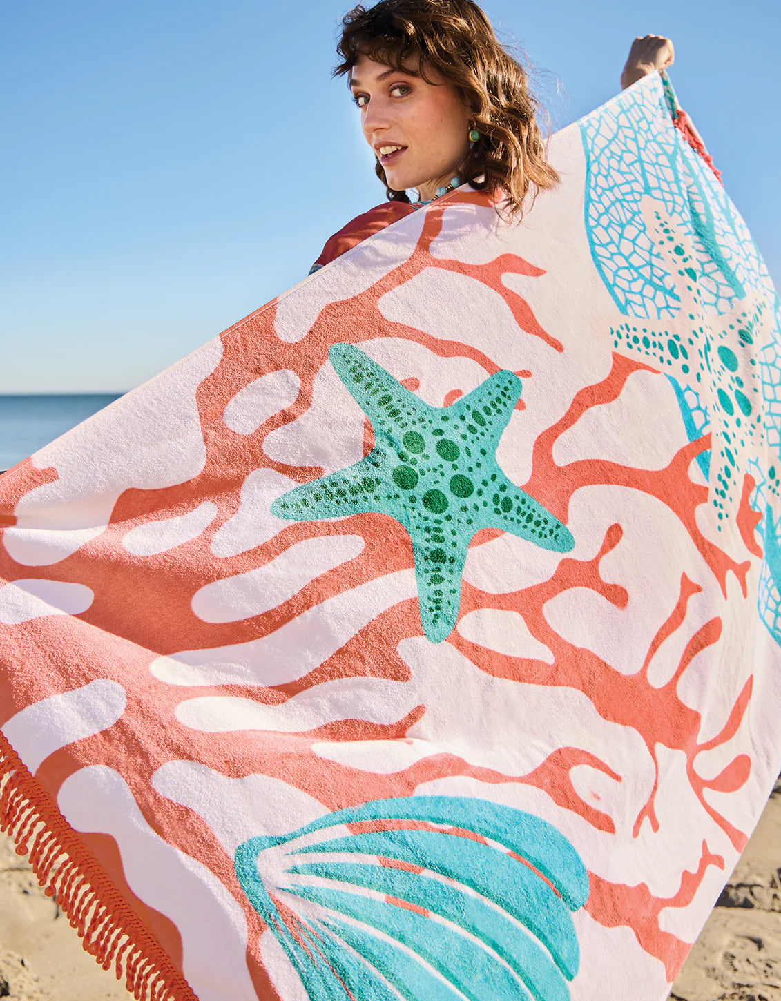 Spartina Beach Towel Ogeechee Sea Life Coral