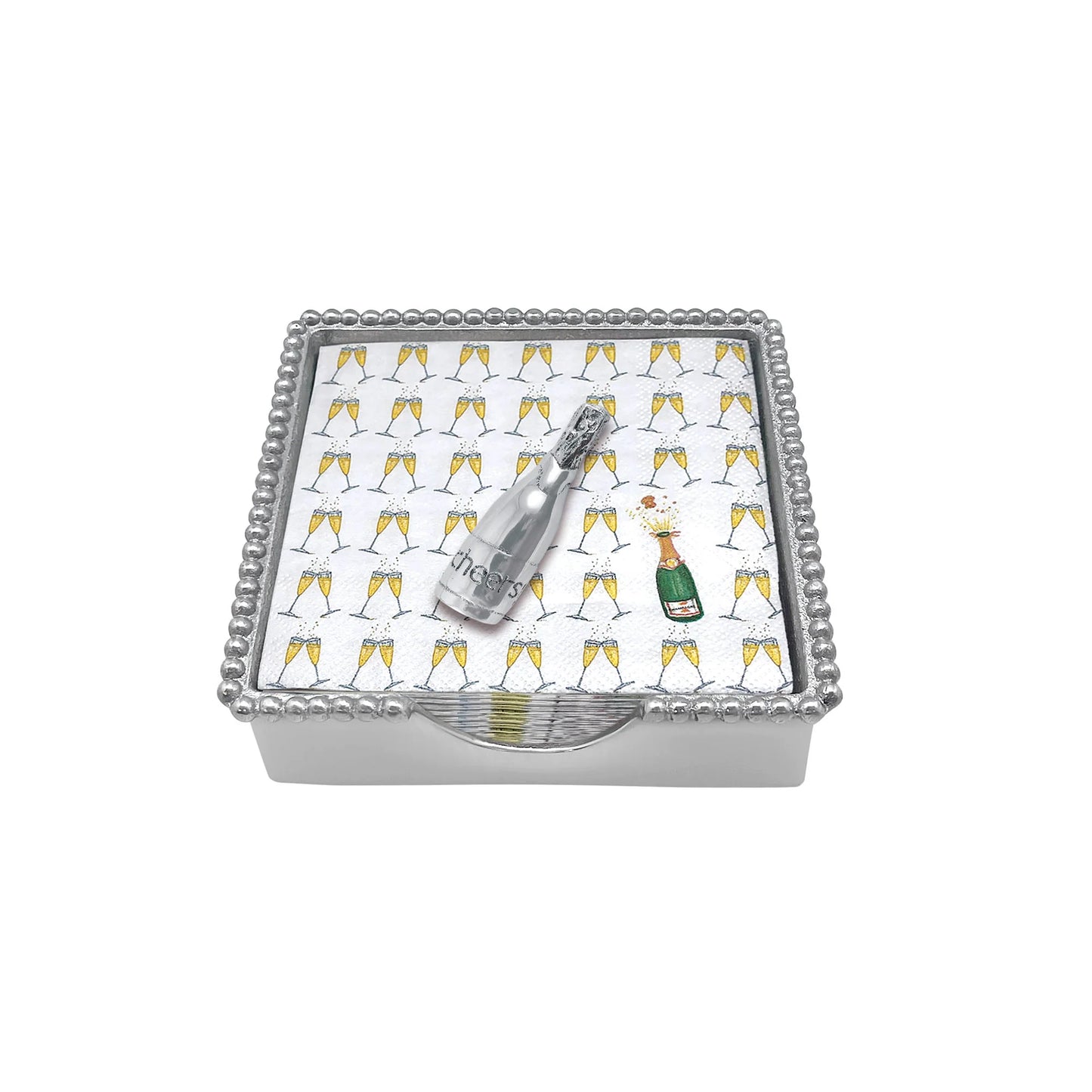 Mariposa Champagne bottle beaded Napkin Box