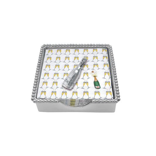 Mariposa Champagne bottle beaded Napkin Box