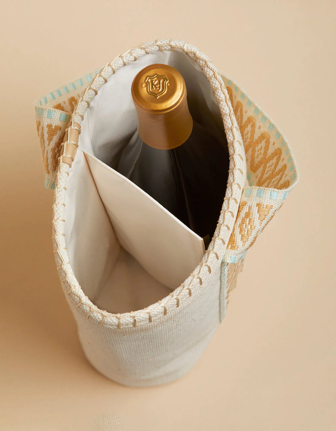 Spartina Charlie Double Wine Caddy - Blue Haze Light Beige