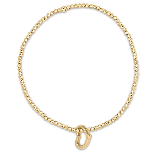 eNewton Bracelet - Classic Gold 2.5mm Bead Bracelet - Love Gold Charm