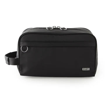 Kusshi - Dopp Kitt - Satin Black Fabric with Blue Interior