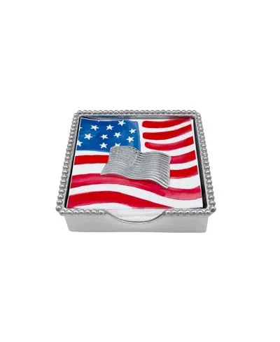 Mariposa - American Flag Beaded Napkin Box Set