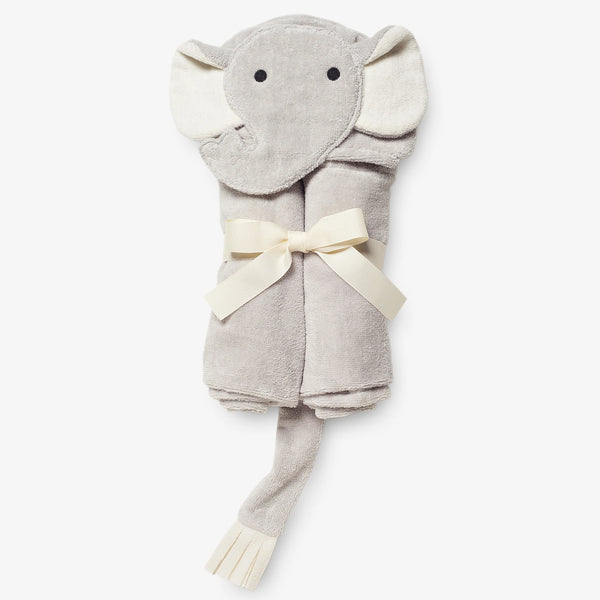 Elegant Baby Grey Elephant Hooded Baby Bath Wrap