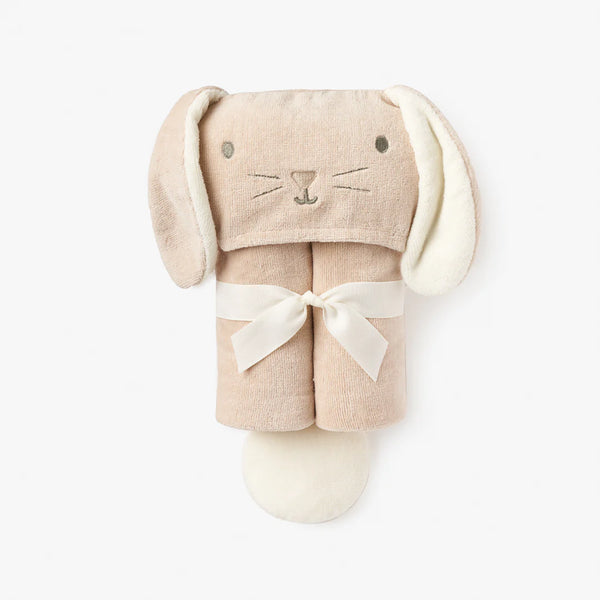 Elegant Baby Taupe Bunny Hooded Baby Bath Wrap